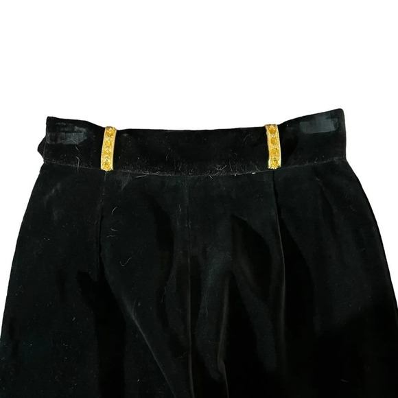 Christian Llinares Black Velour Pants with Gold Accents EU Size 38 - Picture 4 of 5